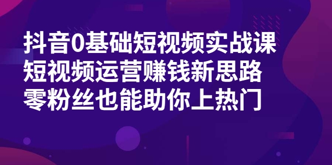 抖音0基础短视频实战课，短视频运营赚钱新思路，零粉丝也能助你上热门-闪越社