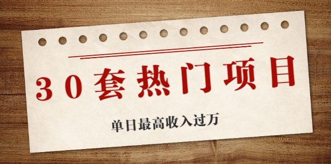 30套热门项目：单日最高收入过万 (网赚项目、朋友圈、涨粉套路、抖音、快手)等-闪越社