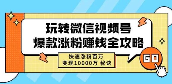 玩转微信视频号爆款涨粉赚钱全攻略，快速涨粉百万变现万元秘诀-闪越社