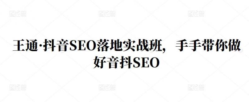 王通·抖音SEO落地实战班，手‬手带你做好音抖‬‬SEO-闪越社