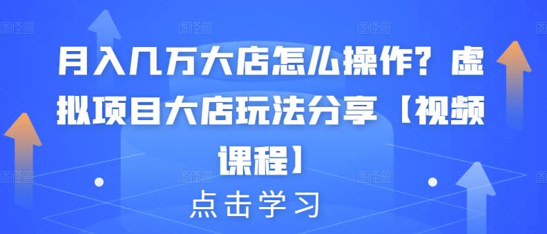 月入几万大店怎么操作？虚拟项目大店玩法分享【视频课程】-闪越社