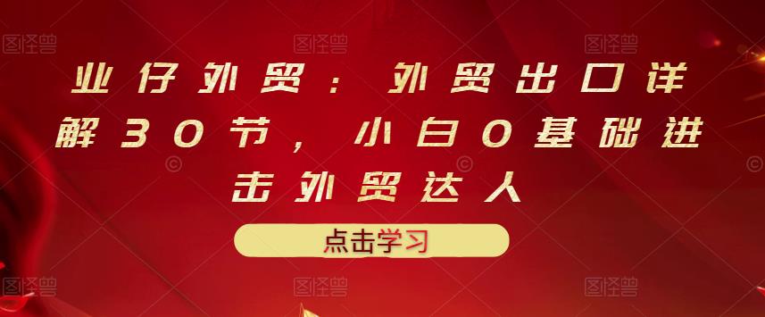业仔外贸：外贸出口详解30节，小白0基础进击外贸达人 价值666元-闪越社