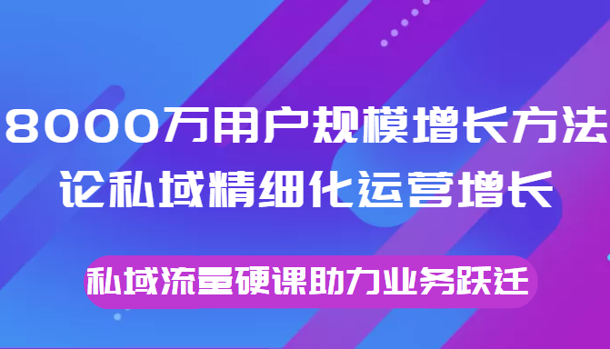 8000万用户规模增长方法论私域精细化运营增长，私域流量硬课助力业务跃迁-闪越社