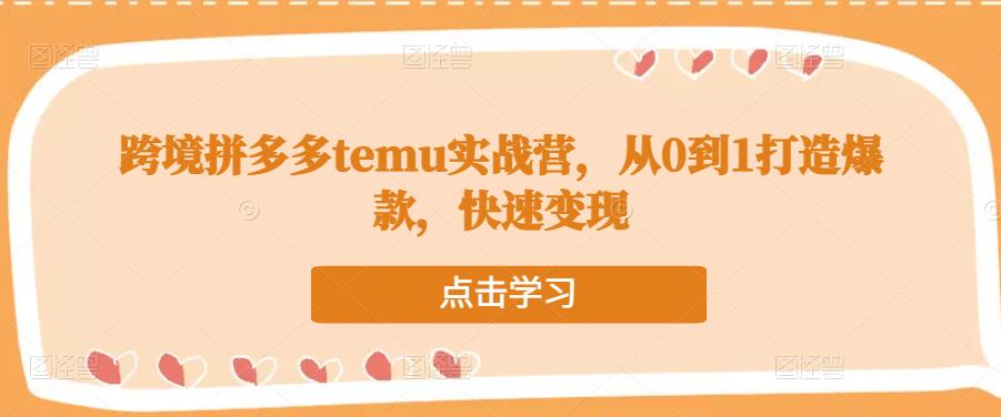 跨境拼多多temu实战营，从0到1打造爆款，快速变现-闪越社