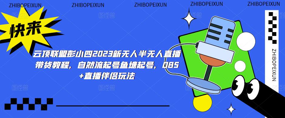 云顶联盟彭小四2023新无人半无人直播带货教程，自然流起号鱼塘起号，OBS+直播伴侣玩法-闪越社