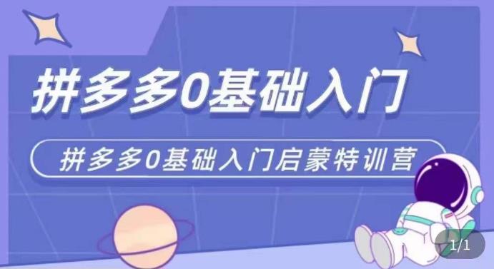 拼多多运营0-1实操特训营，拼多多0基础入门，从基础到进阶的可实操玩法-闪越社