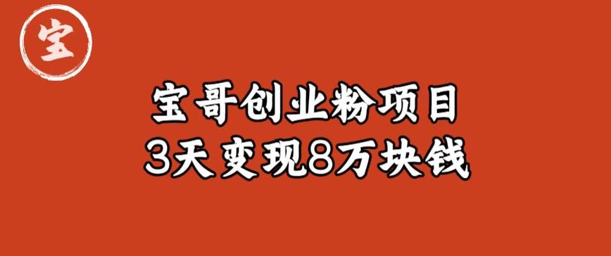 宝哥IP图文创业粉引流项目实战分享：单个账号3天涨粉1万，变现8万块钱（图文教程）【揭秘】-闪越社