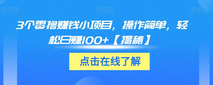 3个零撸赚钱小项目，操作简单，轻松日赚100+【揭秘】-闪越社