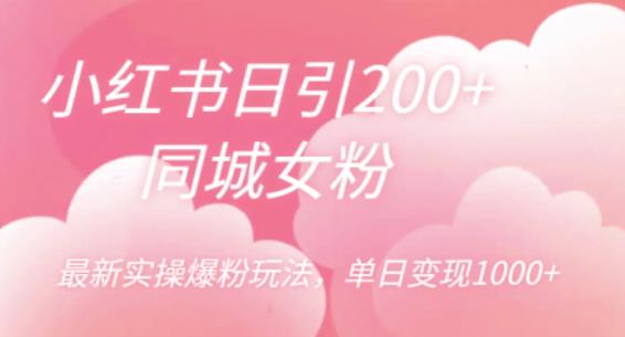 小红书日引200+同城女粉，最新实操爆粉玩法，单日变现1000+【揭秘】-闪越社