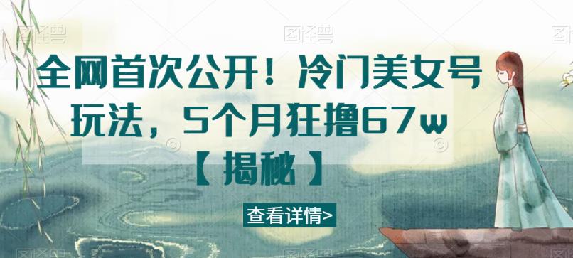 全网首次公开！冷门美女号玩法，5个月狂撸67w【揭秘】-闪越社