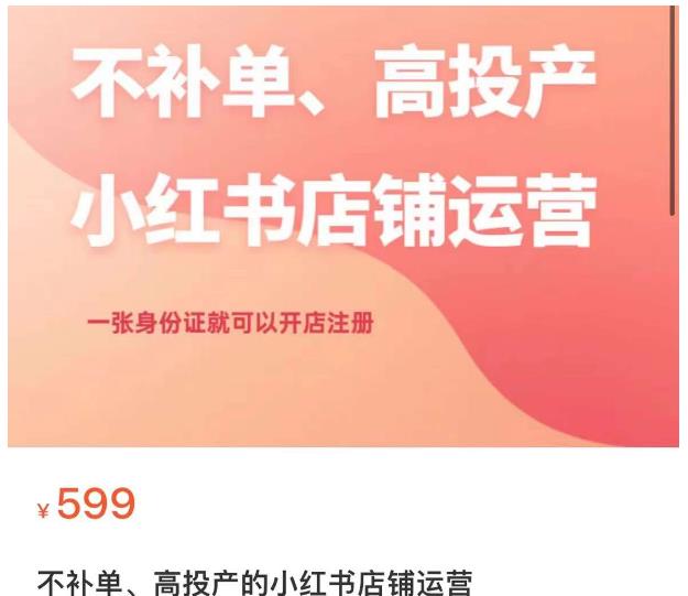 不补单、高投产的小红书店铺运营，一张身份证就可以开店注册-闪越社