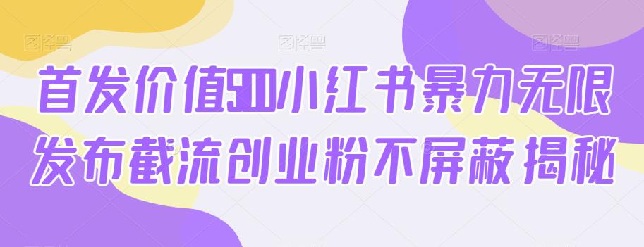 首发价值5100小红书暴力无限发布截流创业粉不屏蔽揭秘-闪越社