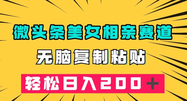 微头条冷门美女相亲赛道，无脑复制粘贴，轻松日入200＋【揭秘】-闪越社