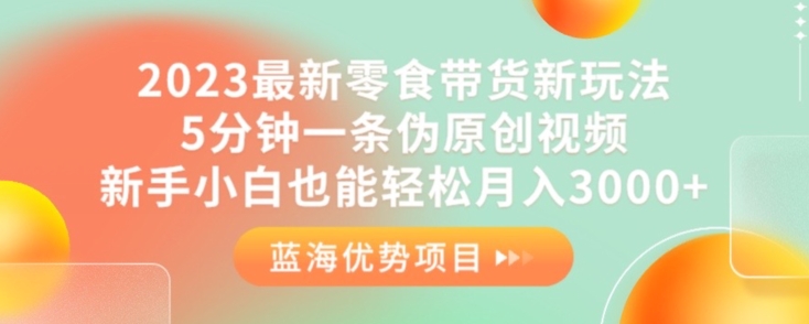 2023最新零食带货新玩法，5分钟一条伪原创视频，新手小白也能轻松月入3000+【揭秘】-闪越社