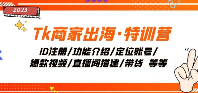 Tk商家出海·特训营：ID注册/功能介绍/定位账号/爆款视频/直播间搭建/带货-闪越社