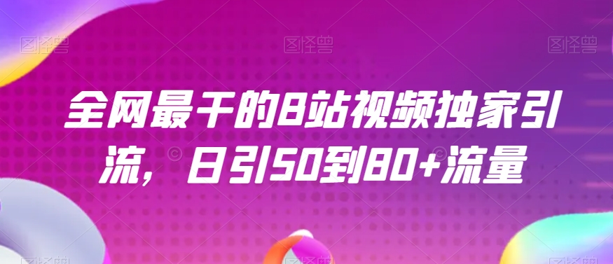 全网最干的B站视频独家引流，日引50到80+流量【揭秘】-闪越社