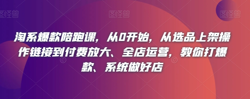 淘系爆款陪跑课，从0开始，从选品上架操作链接到付费放大、全店运营，教你打爆款、系统做好店-闪越社
