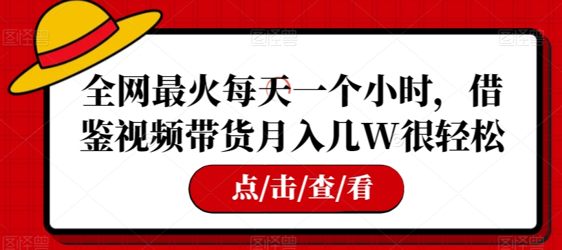 全网最火每天一个小时，借鉴视频带货月入几W很轻松【揭秘】-闪越社
