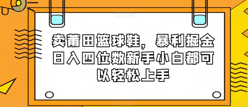 卖莆田篮球鞋，暴利掘金日入四位数新手小白都可以轻松上手【揭秘】-闪越社