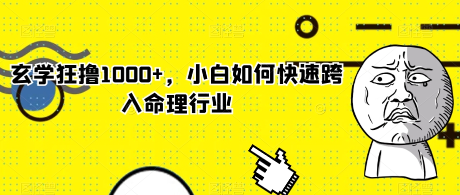 玄学狂撸1000+，小白如何快速跨入命理行业【揭秘】-闪越社