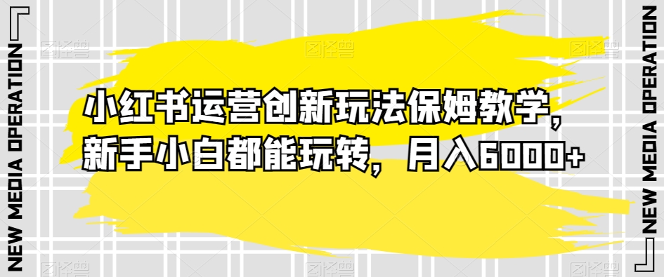 小红书运营创新玩法保姆教学，新手小白都能玩转，月入6000+【揭秘】-闪越社