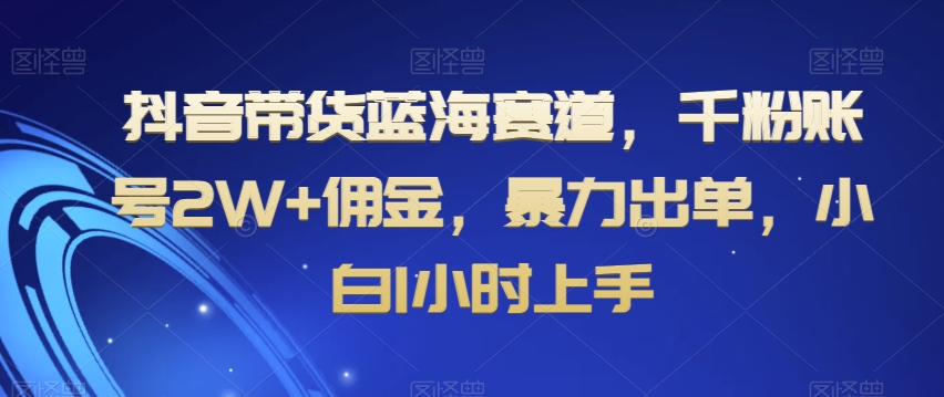 抖音带货蓝海赛道，千粉账号2W+佣金，暴力出单，小白1小时上手【揭秘】-闪越社
