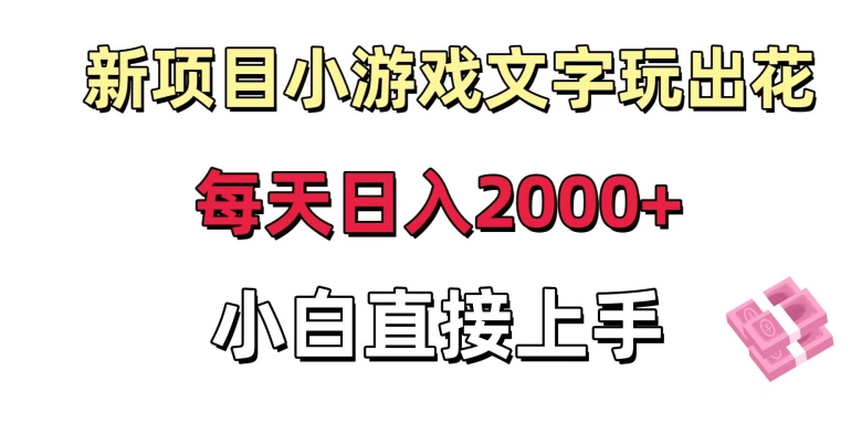 新项目小游戏文字玩出花日入2000+，每天只需一小时，小白直接上手【揭秘】-闪越社