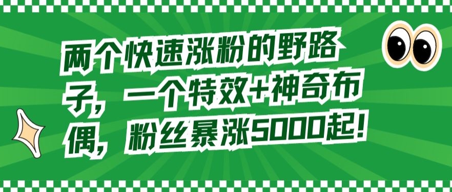 两个快速涨粉的野路子，一个特效+神奇布偶，粉丝暴涨5000起【揭秘】-闪越社