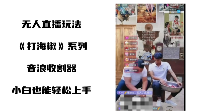 打海椒无人直播整蛊项目，小白轻松上手撸音浪收割器-闪越社