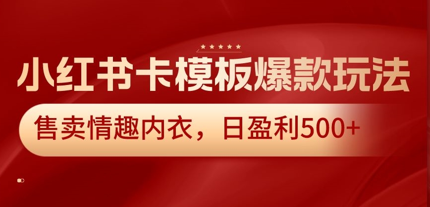 小红书卡模板爆款玩法，售卖情趣内衣，日盈利500+【揭秘】-闪越社