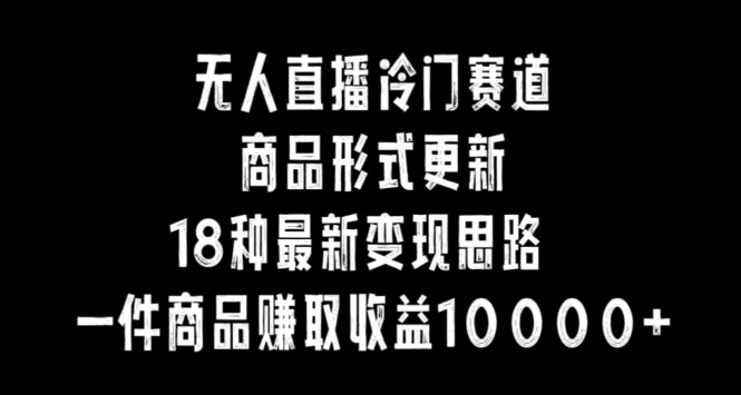 无人直播冷门赛道，商品形式更新，18种变现思路，一件商品赚取收益10000+【揭秘】-闪越社