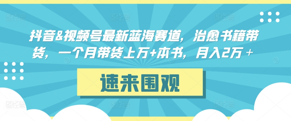 抖音&视频号最新蓝海赛道，治愈书籍带货，一个月带货上万+本书，月入2万＋【揭秘】-闪越社