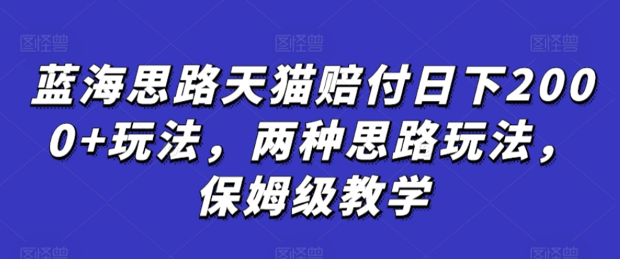 蓝海思路天猫赔付日下2000+玩法，两种思路玩法，保姆级教学【仅揭秘】-闪越社