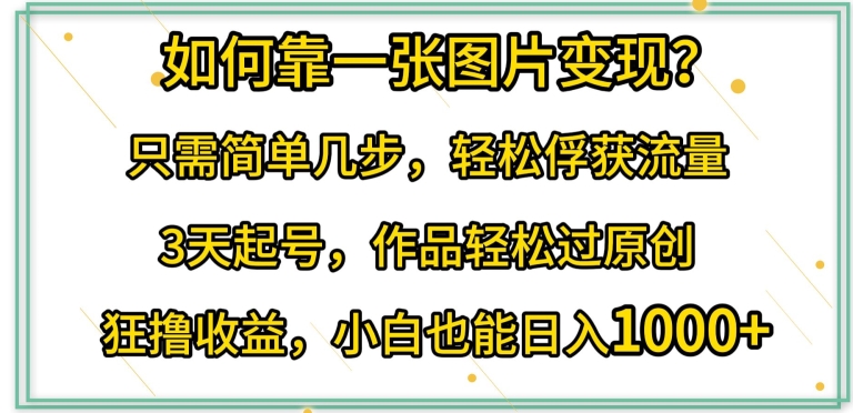 如何靠一张图片变现?只需简单几步，轻松俘获流量，3天起号，作品轻松过原创【揭秘】-闪越社