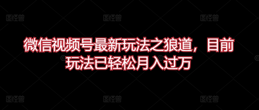 微信视频号最新玩法之狼道，目前玩法已轻松月入过万【揭秘】-闪越社