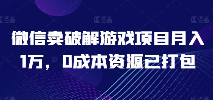 微信卖破解游戏项目月入1万，0成本资源已打包【揭秘】-闪越社