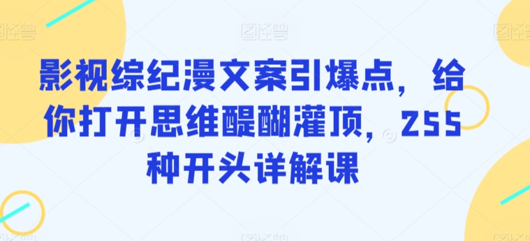 影视综纪漫文案引爆点，给你打开思维醍醐灌顶，255种开头详解课-闪越社