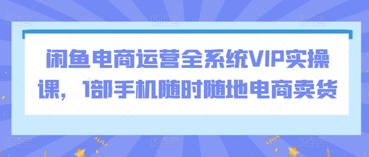 闲鱼电商运营全系统VIP实操课，1部手机随时随地电商卖货-闪越社