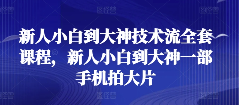 新人小白到大神技术流全套课程，新人小白到大神一部手机拍大片-闪越社