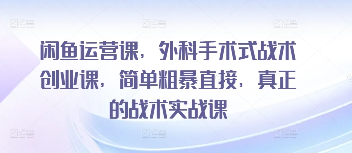 闲鱼运营课，外科手术式战术创业课，简单粗暴直接，真正的战术实战课-闪越社