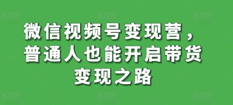 微信视频号变现营，普通人也能开启带货变现之路-闪越社