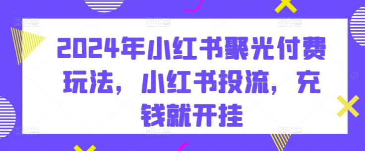 2024年小红书聚光付费玩法，小红书投流，充钱就开挂-闪越社