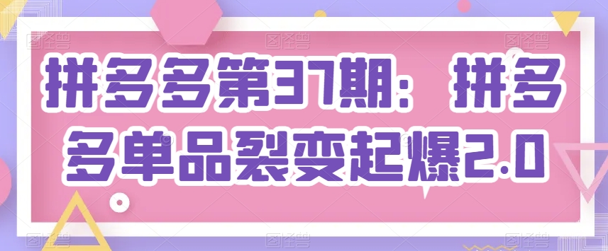 拼多多第37期：拼多多单品裂变起爆2.0-闪越社