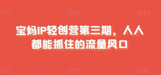 宝妈IP轻创营第三期，人人都能抓住的流量风口-闪越社