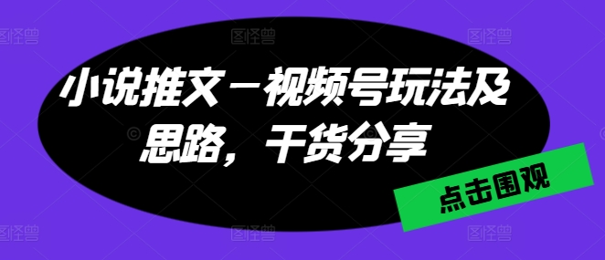 小说推文—视频号玩法及思路，干货分享-闪越社