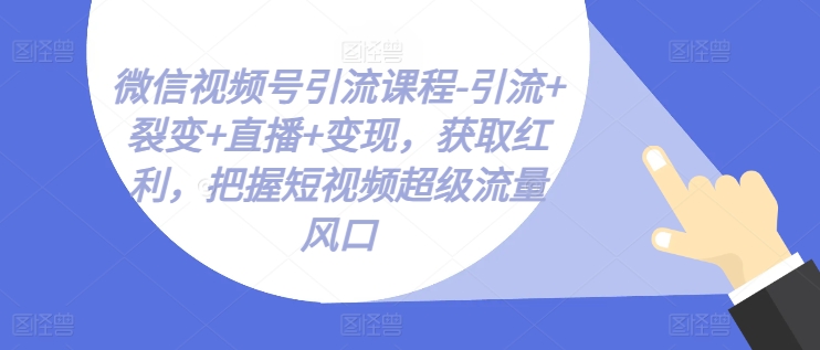 微信视频号引流课程-引流+裂变+直播+变现，获取红利，把握短视频超级流量风口-闪越社