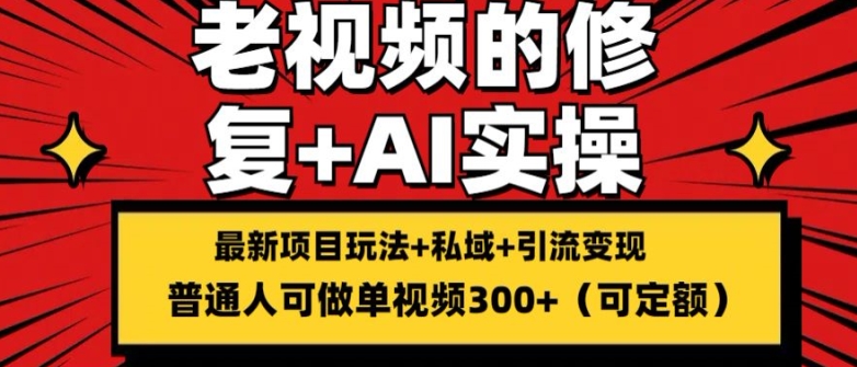 修复老视频的玩法，搬砖+引流的变现(可持久)，单条收益300+【揭秘】-闪越社