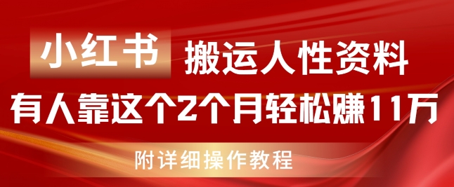 小红书搬运人性资料，有人靠这个2个月轻松赚11w，附教程【揭秘】-闪越社