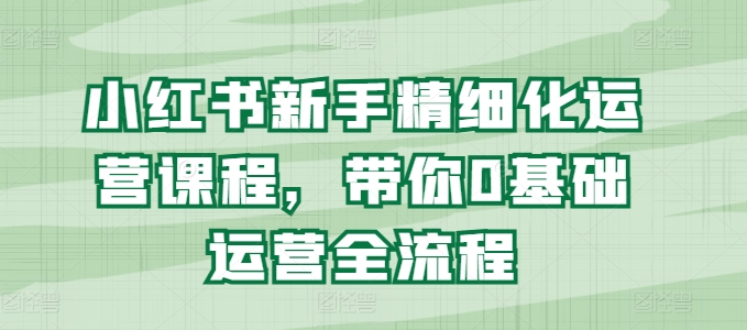小红书新手精细化运营课程，带你0基础运营全流程-闪越社