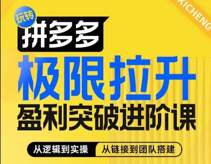 拼多多极限拉升盈利突破进阶课，​从算法到玩法，从玩法到团队搭建，体系化系统性帮助商家实现利润提升-闪越社